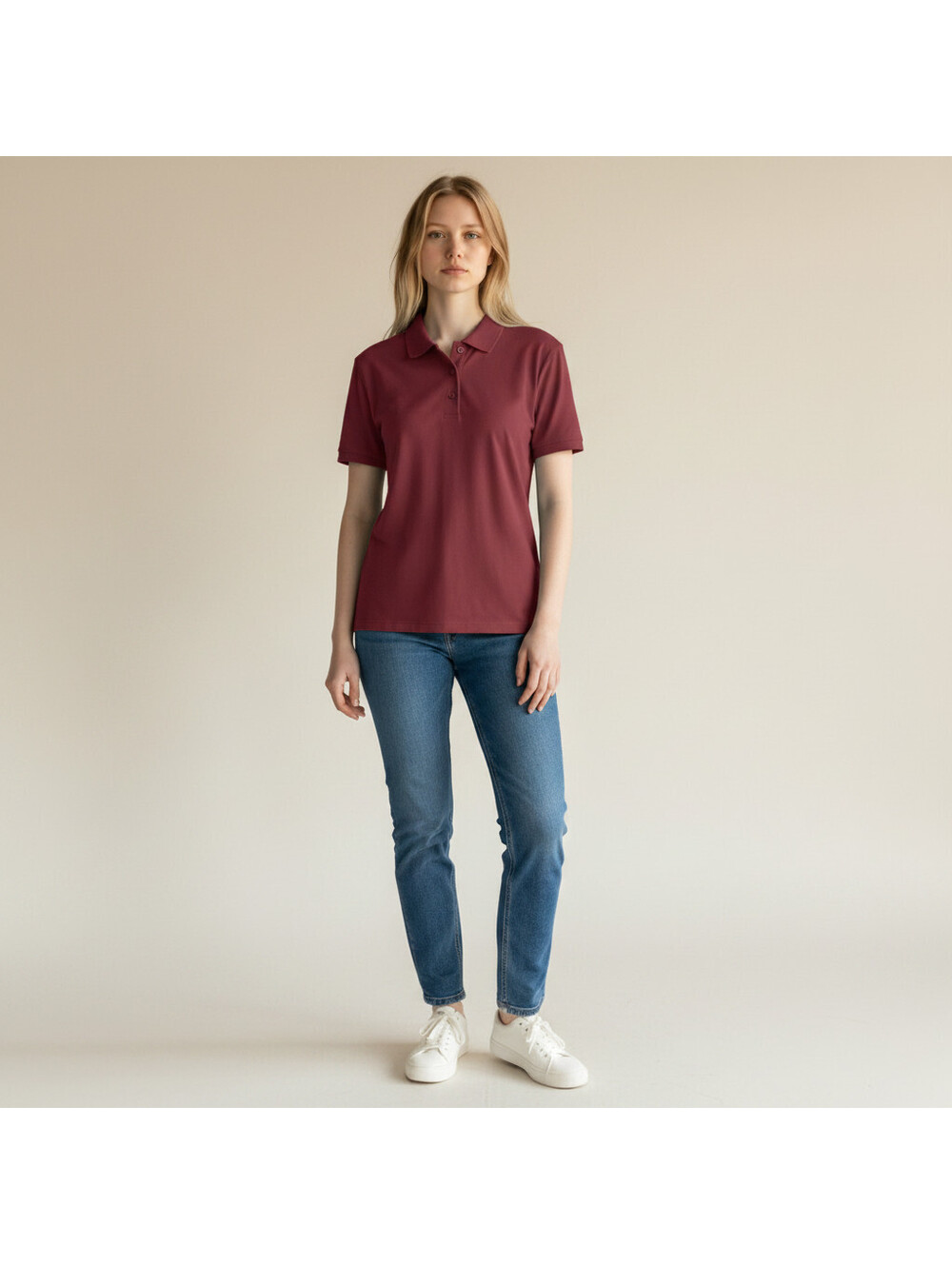 32 Degrees Polo Shirt Women M Medium Red Button Collared Short Sleeve Casual
